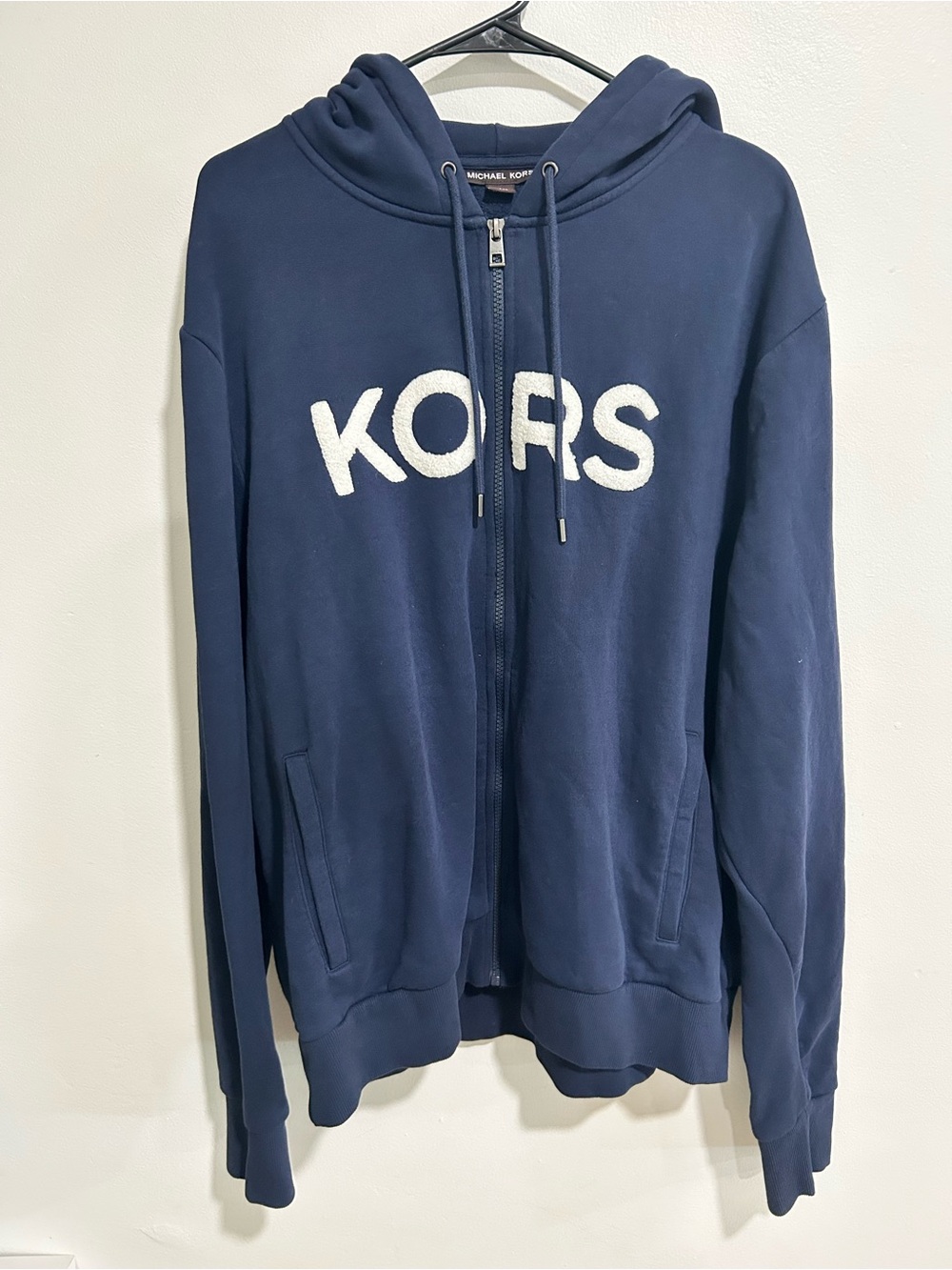 Michael Kors Navy Logo Zip Up Hoodie XXL Oversized Sweatshirt